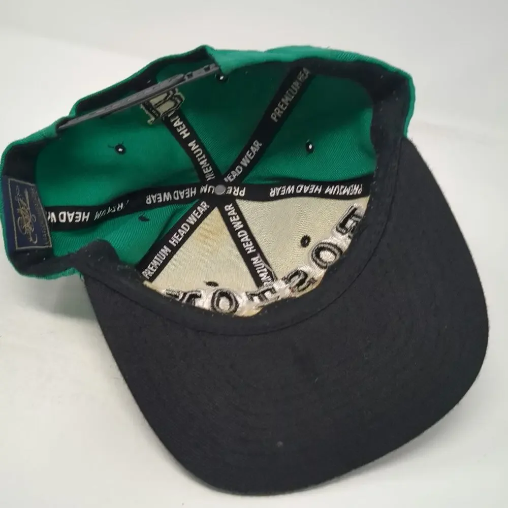 Premium Headwear Snapback Green Black White One Size Hat Boston B Logo Flat Bill